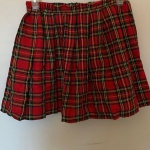 Red plaid skirt